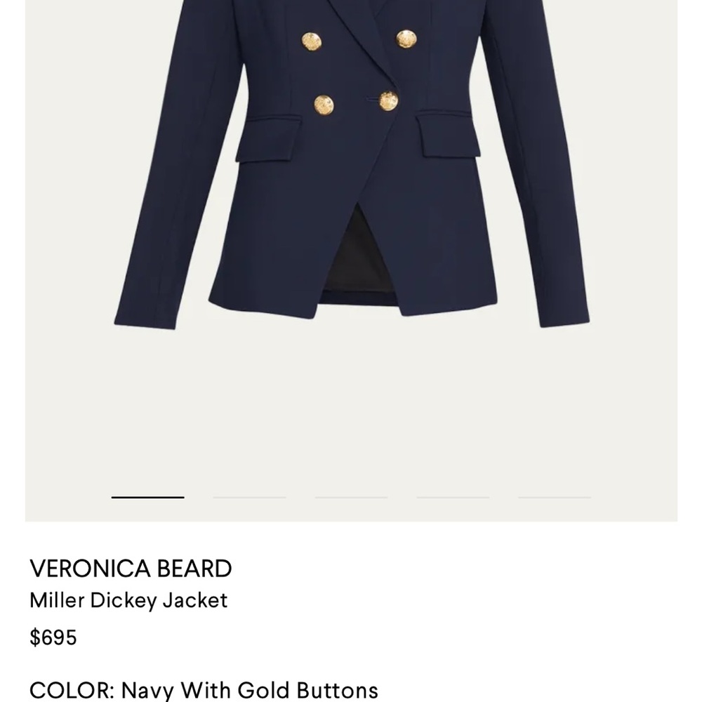 Veronica Beard Navy Dickey Blazer with Gold Buttons - Picture 2 of 5